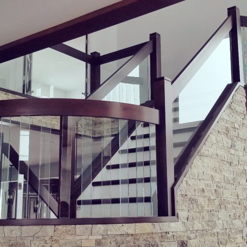 Curved 2x6 Railing With Glass