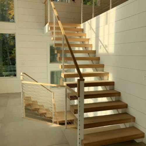 Cantilevered Stair With Solid Wooden Tread