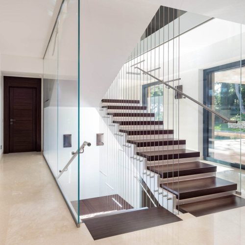 Glass wall for stair